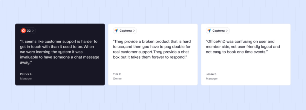 Opiniones negativas sobre OfficeRnD.