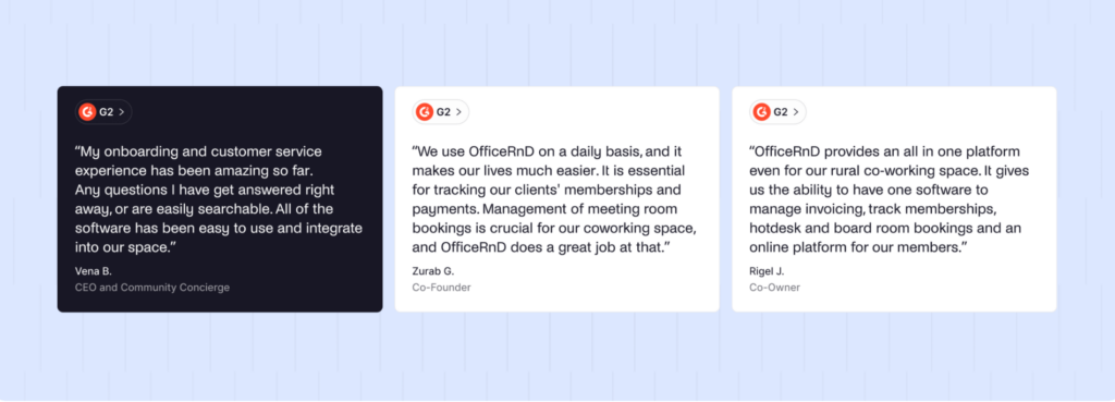 Opiniones positivas sobre OfficeRnD.