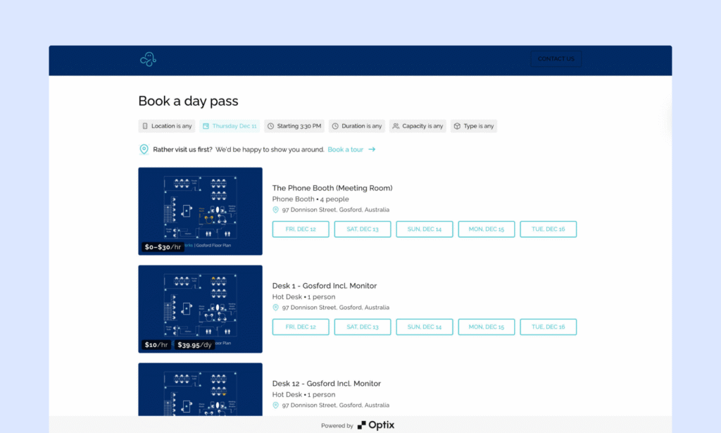 Optix - client portal example.