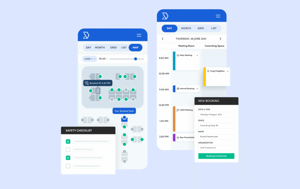 Skedda mobile app views.