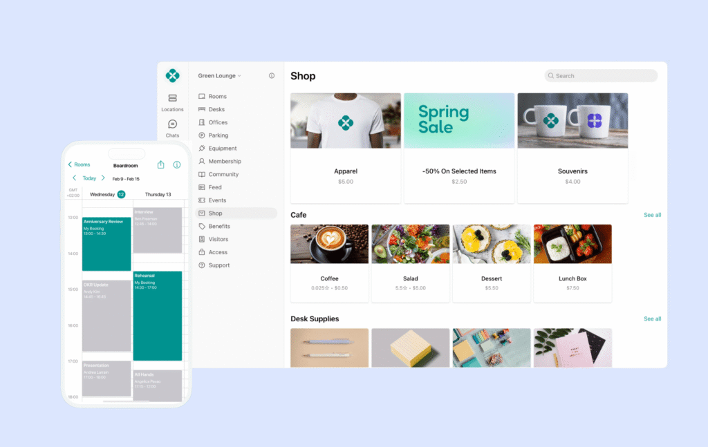 Spacebring app views.