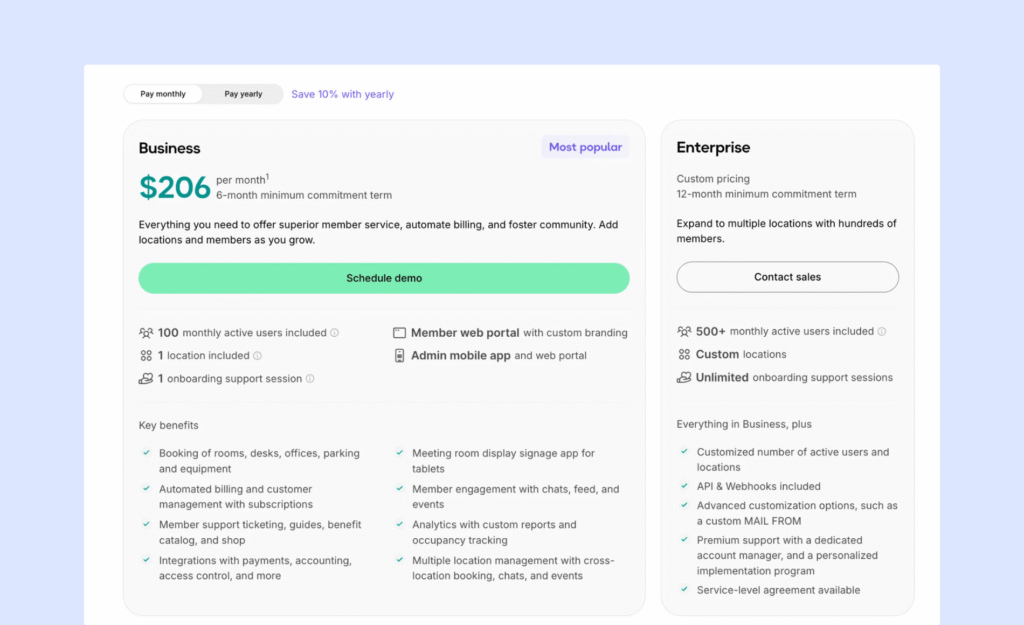 Spacebring - updated pricing.