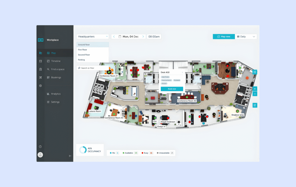 Caractéristiques de YAROOMS - Plan interactif.