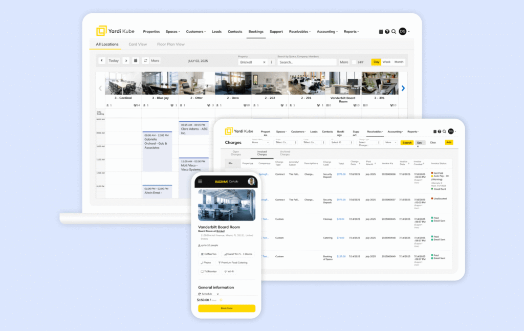 Yardi Kube Coworking UI Mockup.