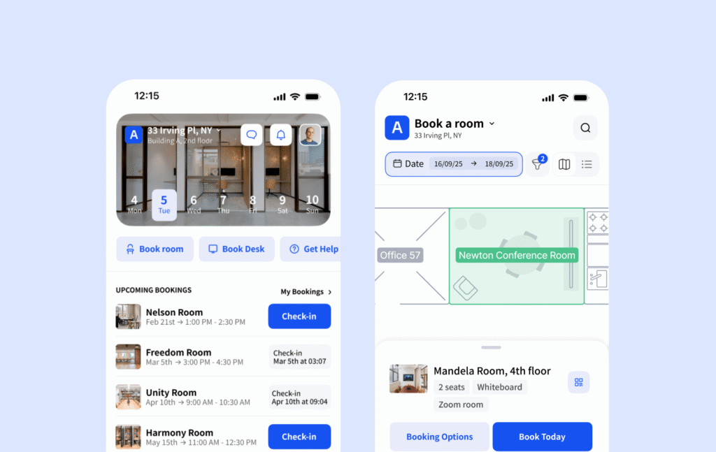 Archie Rooms - mobile app views.