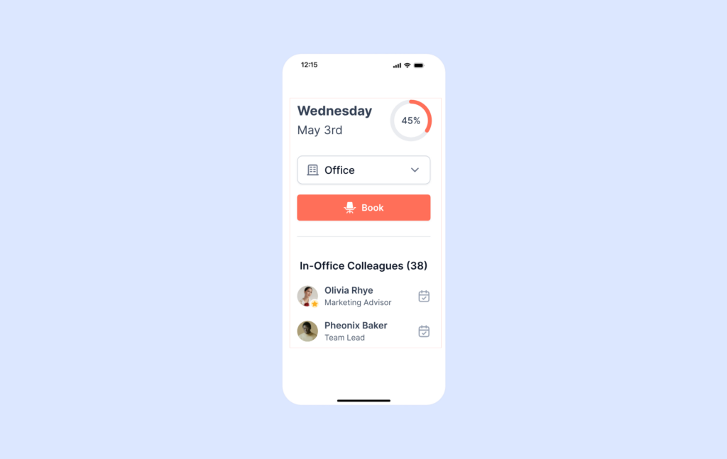 Elia mobile interface.