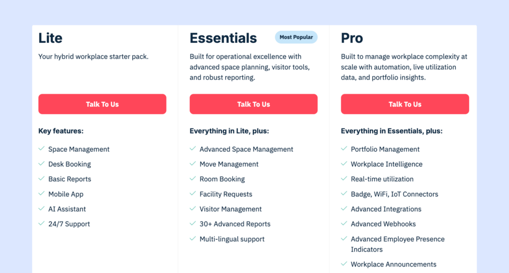 OfficeSpace - pricing plans.