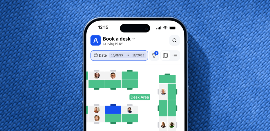 Archie desks mobile booking view.