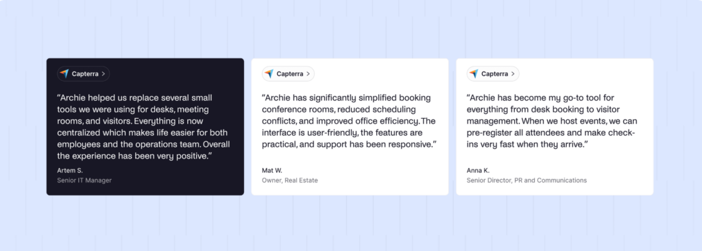 Archie - Positive Capterra reviews.