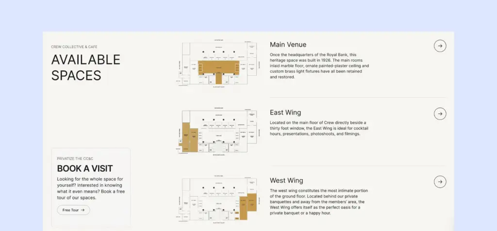 Coworking space marketing example - Crew Collective.