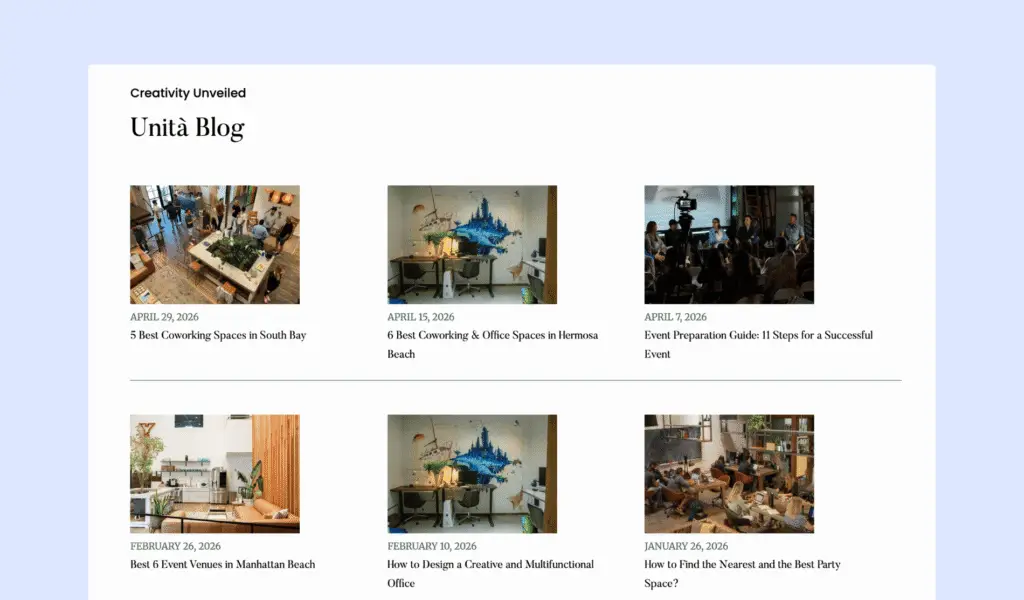 Coworking space marketing example - Unita Club.