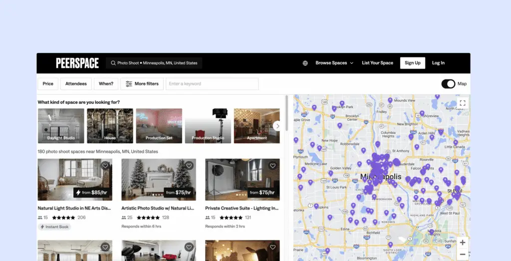 Peerspace - coworking space aggregator.